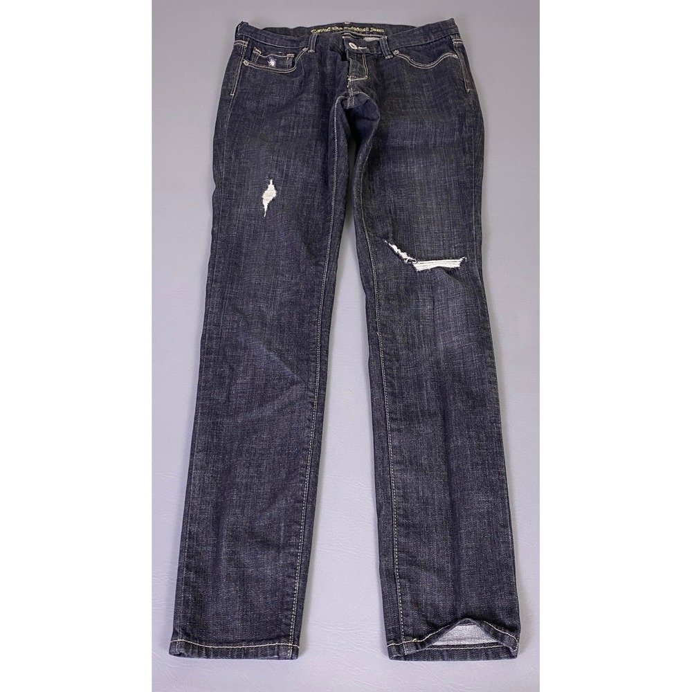 Levis‎ 421 Skinny Jeans Women's W30 Black Dark Wash Distressed Indigo Low Rise